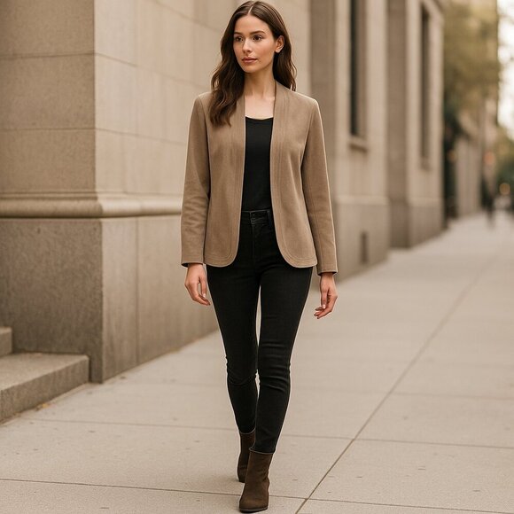 Vintage leather suede tan jordache open front blazer jacket - Picture 12 of 12